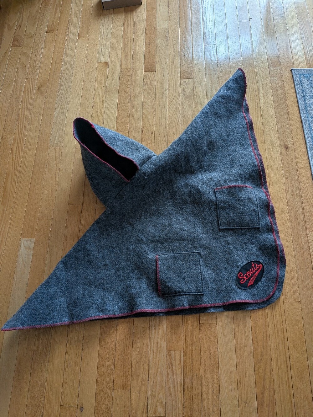 Scouts Canada grey wool campfire poncho blanket